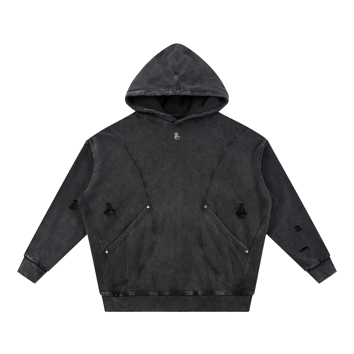 slenter Distressed Panel Pocket Hoodie