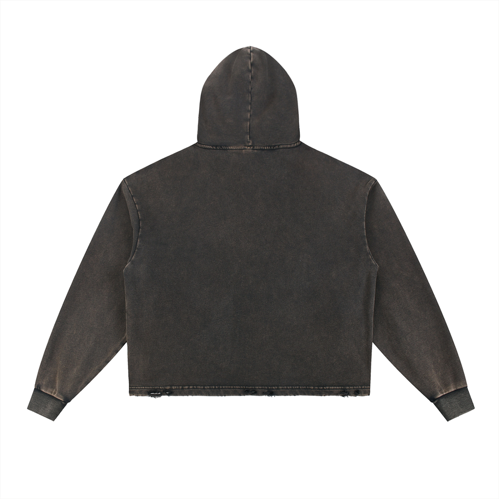 slenter Vintage Washed Frayed-Hem Hoodie original edition